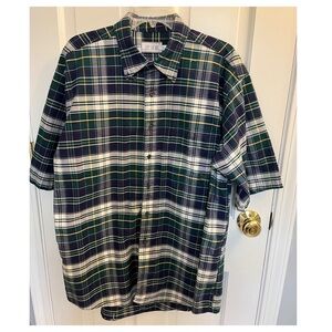 OFF SHORE Men's Green/Navy Plaid Shirt